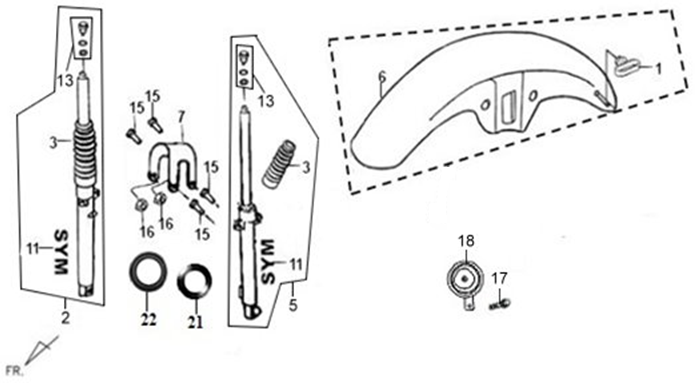 SUSPENSION DELANTERA Y GUARDABARROS